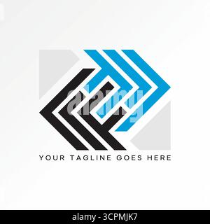 Logo design graphic concept creative premium vector stock image top sell letter F or RRP line font flip line pattern motif futuristic digital ornament Stock Vector