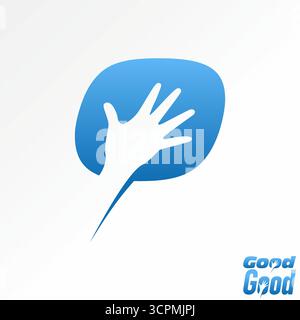 Logo design graphic concept creative premium vector stock image top sell initial O with hand negative space Good word massage human energy monogram up Stock Vector