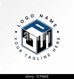 Logo design graphic concept creative premium vector stock image top sell initial JPS or PJS font on hexagon box negative space visual innovation style Stock Vector