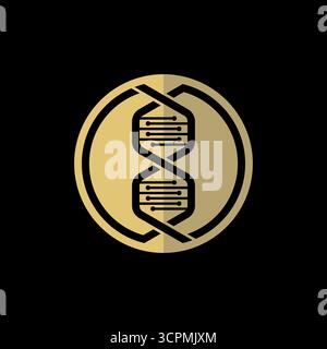 Logo design graphic concept creative premium vector stock image top sell line hexagon DNA on circle health generic science chain helix chemistry atom Stock Vector