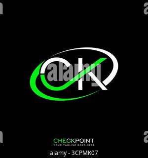 Logo design graphic concept creative premium vector stock image top sell initial CK font checklist ellipse swoosh check point report service business Stock Vector