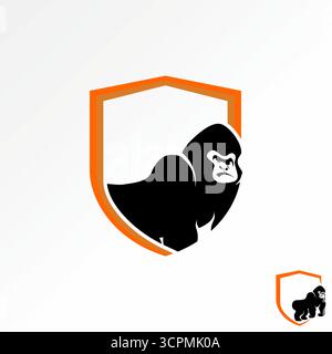 Logo design graphic concept creative premium vector stock image top sell shield guard gorilla angry predator danger strong ape aggressive game esport Stock Vector