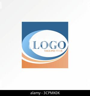 Logo design graphic concept creative premium vector stock image top ellipse swoosh on square emblem element striped frame to figure painting circular Stock Vector
