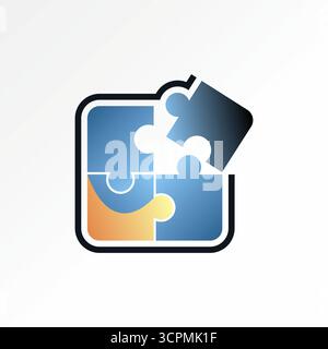Logo design graphic concept creative premium vector stock image top sell 4 puzzle square mosaic game brand solution strategy choice object framework Stock Vector