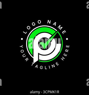 Logo design graphic concept creative premium vector stock image top sell initial CP or PC font checklist check point report service business control Stock Vector