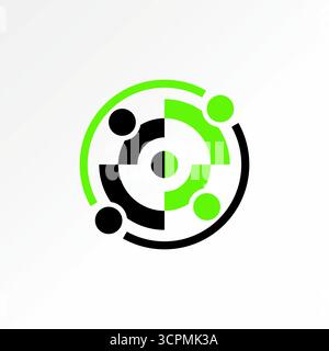 Logo design graphic concept creative premium vector stock image top sell 4 people symbol rotate like signal wireless system data pointer link social Stock Vector