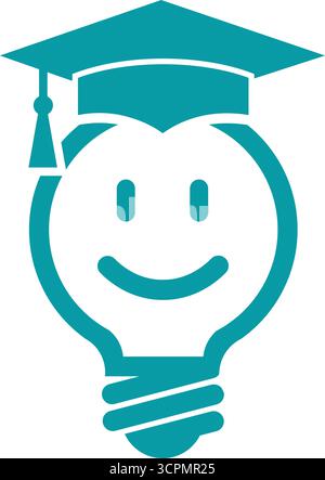 Vector art of light bulb with graduation cap for education concept logo Stock Vector
