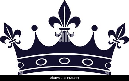 A royal crown featuring a fleur-de-lis design, symbolizing power and prestige. Perfect for designs needing a touch of royalty, luxury, or historical e Stock Vector