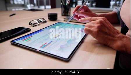 Data Analyst Using Data Analytics KPI Dashboard Stock Photo