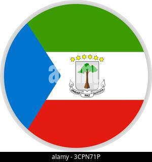 Equatorial Guinea flag icon on transparent background. Round vector icon for UI, apps or web design Stock Vector