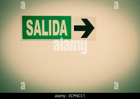 dame 50 tags for this, exit sign on the wall Stock Photo
