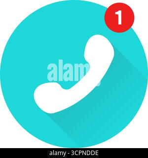 Phone Call Notification Icon With Shadow, Circular Symbol. Vector Illustration Stock Vector