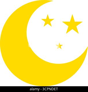 Moon Stars Flat Icon Isolated Vector Illustration Stock Vector