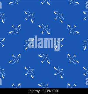 Seamless blue pattern with flying white seagulls. Perfect for summer, ocean themes, textile design, wallpaper, and marine illustrations. Stock Vector