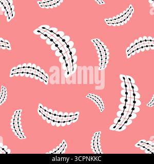 Seamless pattern with orthodontic braces on a pink background, symbolizing dental health, orthodontics, and modern medical design elements. Stock Vector