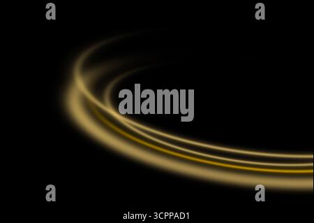 Golden light wave on black background for abstract and elegant design Stock Photo