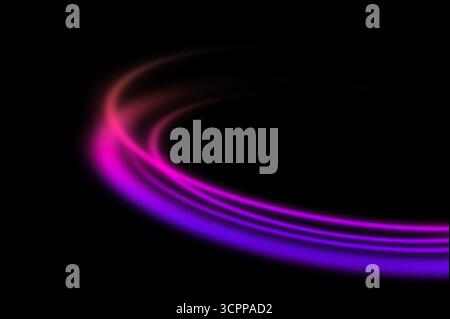 Colorful neon light wave on black background for abstract futuristic design Stock Photo