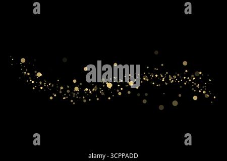 Golden bokeh lights on black background for festive and elegant design Stock Photo