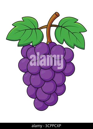 Grapes Coloring Page with Colored Example Illustration Stock Vector