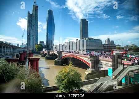 LONDON, UK. 13th August 2025. Unite the Kingdom supporters march to Parliament Square  Waving Union and St Georges Flags. Photo Credit: Ian Humphreys Stock Photo
