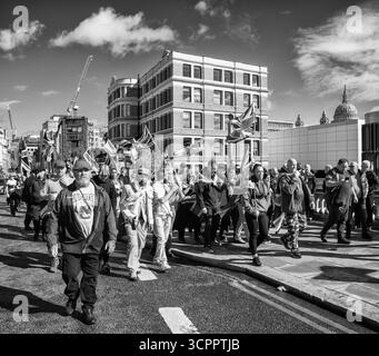 LONDON, UK. 13th August 2025. Unite the Kingdom supporters march to Parliament Square  Waving Union and St Georges Flags. Photo Credit: Ian Humphreys Stock Photo