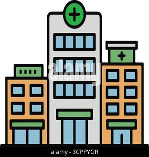 Hospital building in flat-style illustrations Stock Vector