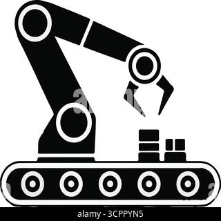 Robot hand and gear icon representing automation and robotics technology Stock Vector