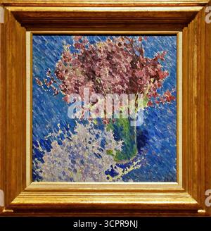 Mikhail Larionov, Lilac (1905), Russian Impressionist floral with violet blossoms and green foliage in thick. Stock Vector