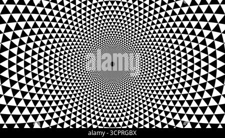 Abstract background with halftone triangle pattern forming circle in black and white flat style. Modern texture design ideal for poster, cover, wallpa Stock Vector