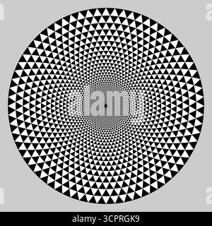 Abstract thousand petalled lotus design in black and white with halftone triangle circle form. Flat minimal style suitable for spiritual art, yoga, ma Stock Vector