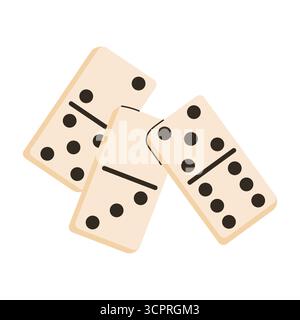 Domino game of three figures composition isolated on white background in flat cartoon style. Cute hand drawn clipart for play, leisure, entertainment, Stock Vector