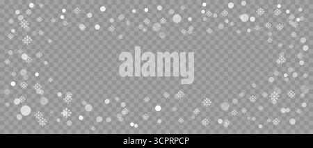 Frosted Ice Border With Snowflake Frame On Transparent Background. Winter Frozen Glass Template. Vector Illustration Stock Vector