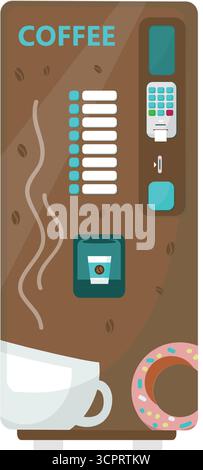 Vector coffee drink vending machine flat icon Stock Vector