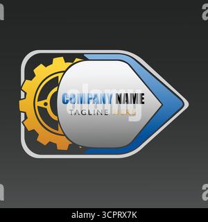 Abstract logo design featuring a yellow gear and blue droplet shape with company name and tagline placeholder Stock Vector
