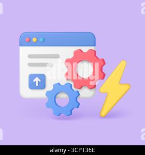 Boost website speed and performance with optimization tools and fast loading technology for better user experience and search ranking vector illustration Stock Vector