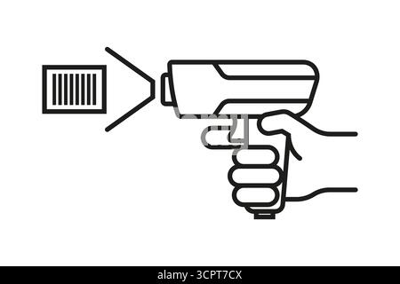 Black barcode scanner icon. Flat illustration. Stock Vector