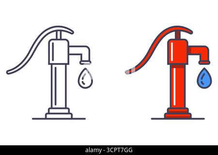 A well with water from underground. Flat illustration Stock Vector