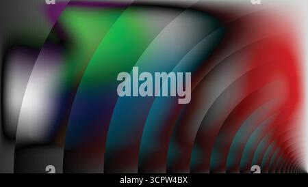 Gradient Colors Concentric Circles Ribbed Glass Fractal Neon Abstract Background. Stock Vector