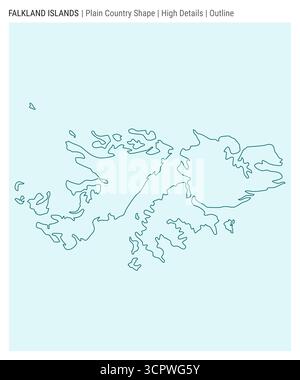 Falklands plain country map. High details. Outline style. Shape of Falklands. Vector illustration. Stock Vector