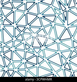 Geometric template background. Medium triangle size. Mono-tone style. Rounded triangular cells outlined. Repeatable pattern. Ocean blue gradient. Stock Vector