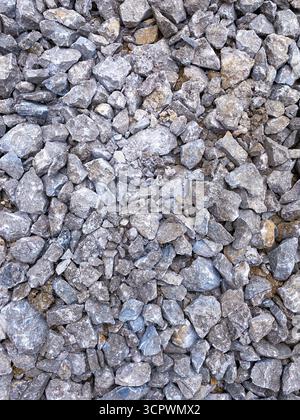 Gray Crushed Stone Aggregate with Rough Angular Pieces Viewed Directly ...