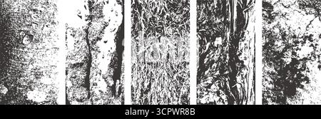 Distressed black grunge texture. Cracked plank backgrounds and grainy vector overlays Stock Vector