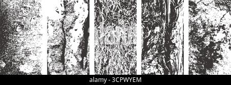 Distressed black grunge texture. Cracked plank backgrounds and grainy vector overlays Stock Vector