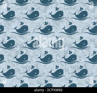 Seamless background with whales in the sea. Stock Vector