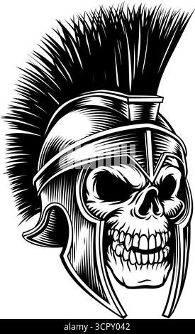 Human Skull Spartan Trojan Roman Gladiator Helmet Stock Vector
