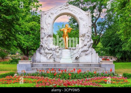 Vienna, Austria. Monument of the famous composer Johann Strauss in Stadtpark. Stock Photo