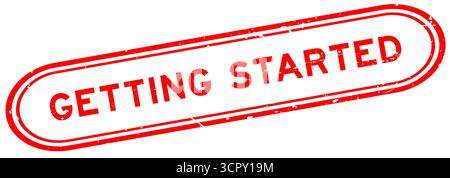 Grunge red getting started word rubber seal stamp on white background Stock Vector