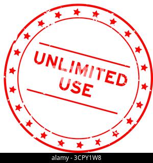Grunge red unlimited use word round rubber seal stamp on white background Stock Vector