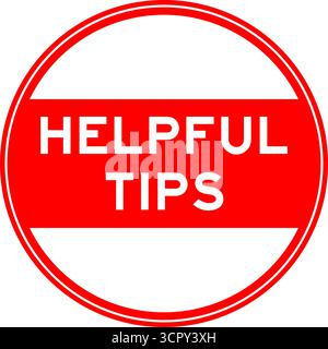 Red color round seal sticker in word helpful tips on white background Stock Vector