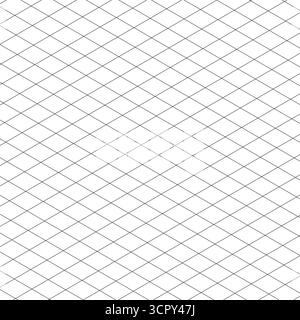 Template of notebook sheet blank. Isometric squared grid. Black line guides. Printable 3d perspective backdrop. Mathematic typography pattern for Stock Vector